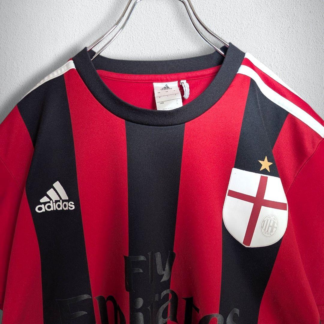 古着 サッカー ゲームシャツ アディダス ミラン 黒いスポンサーロゴ M相当