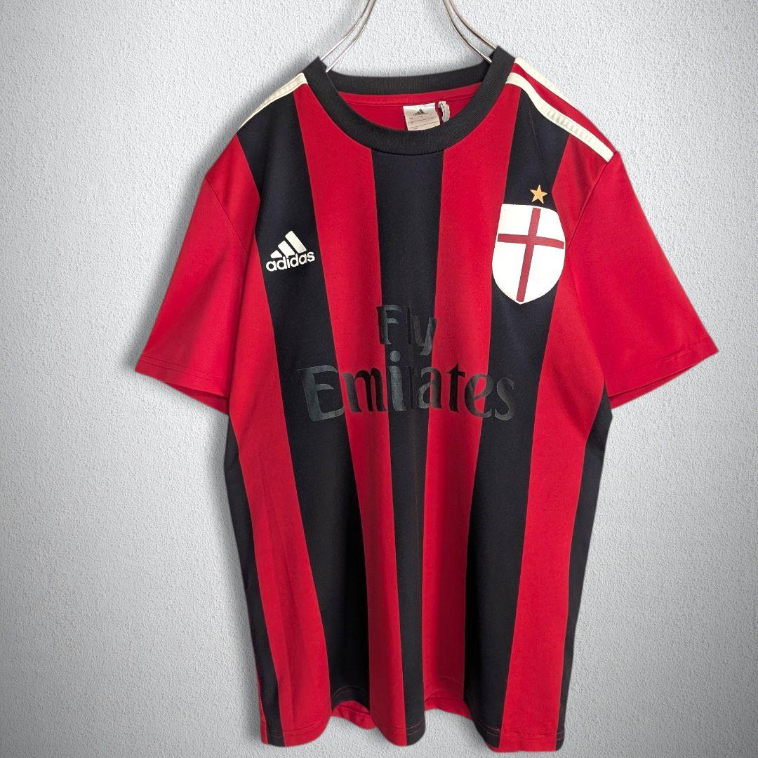 古着 サッカー ゲームシャツ アディダス ミラン 黒いスポンサーロゴ M相当