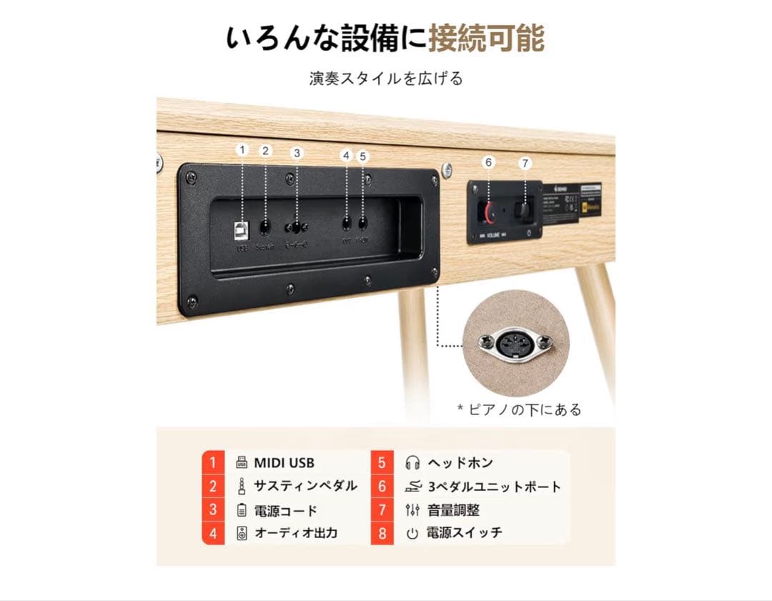 直接引き渡し限定　DONNER DDP-80デジタルピアノ ナチュラルウッド