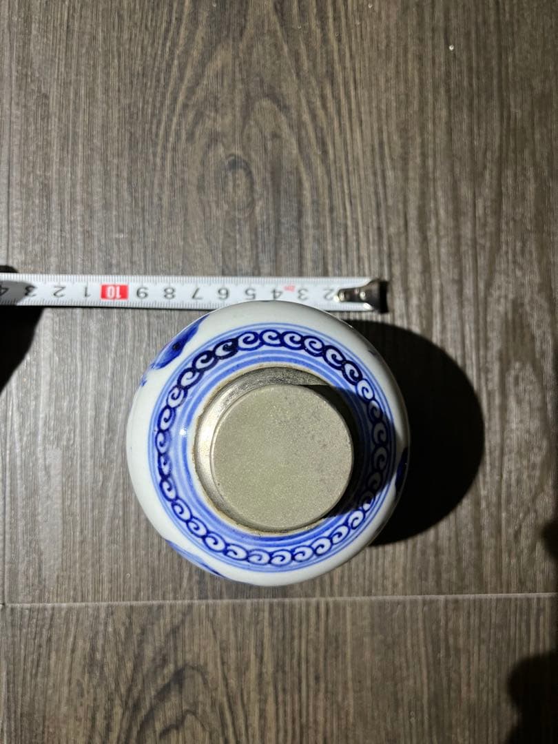 【骨董】呉祥瑞造 染付山水文 茶心壺 真鍮蓋 茶道具 煎茶道具 時代物