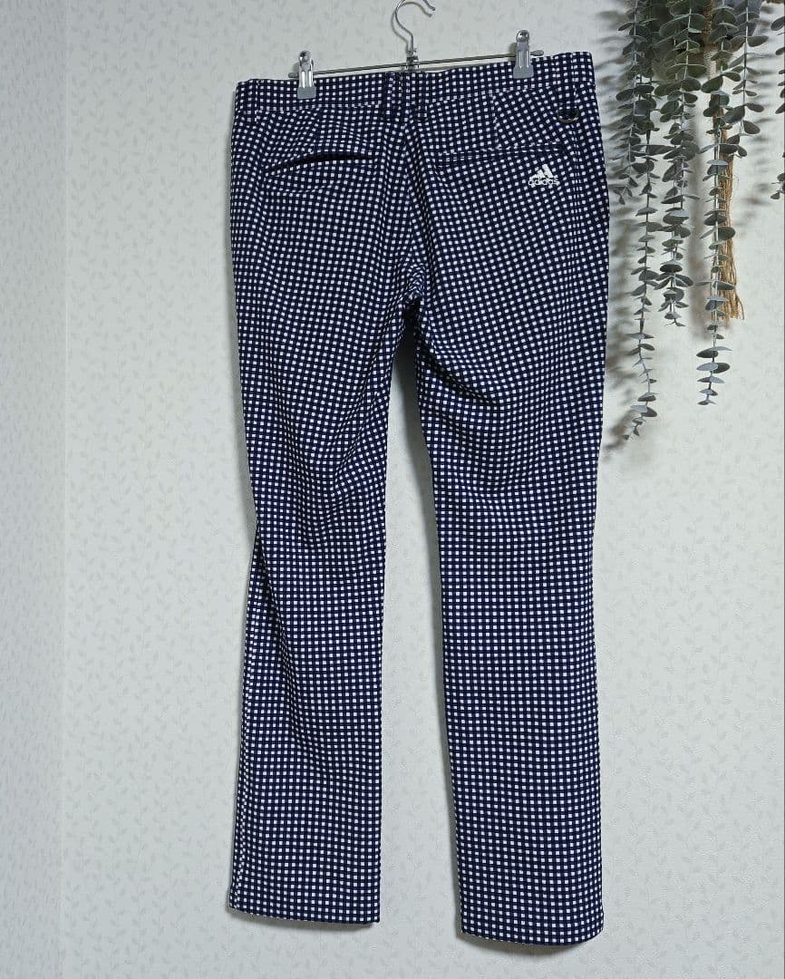 新品　adidas　ゴルフパンツ　82　ギンガムチェック　ブルー　紺　レディース