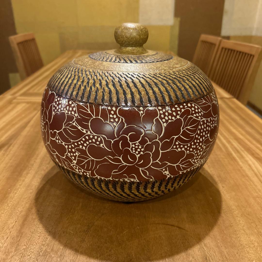 中国工芸品 茶壷 飛びかんな 彫刻絵付 希少