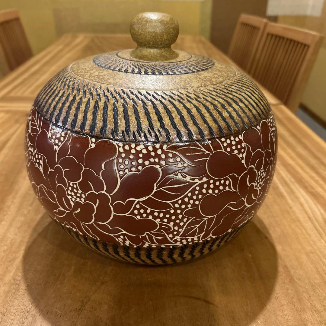 中国工芸品 茶壷 飛びかんな 彫刻絵付 希少
