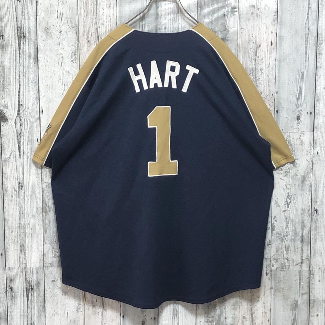 MLBブルワーズ ユニフォーム ゲームシャツ 両面刺繍ロゴ 2XL 90s