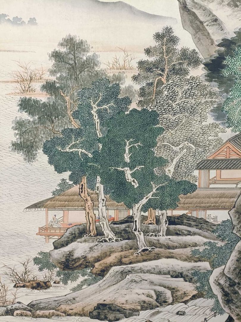 【张大千】滄浪渔笛 中国画 掛け軸 水墨画 和室 玄関 茶室 壁掛け 美術品