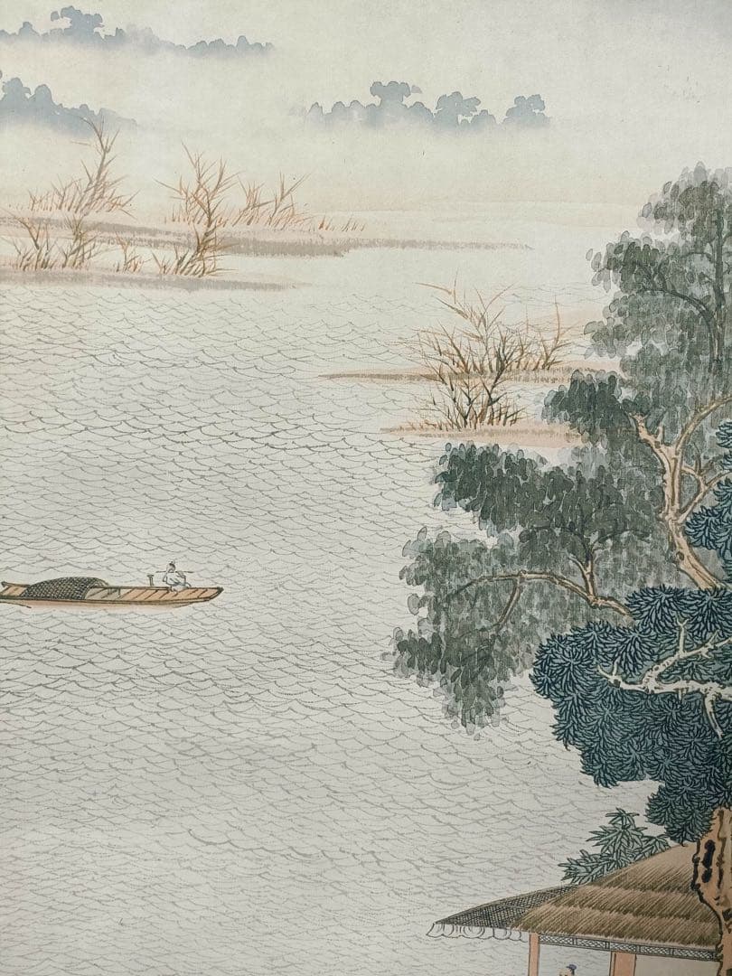 【张大千】滄浪渔笛 中国画 掛け軸 水墨画 和室 玄関 茶室 壁掛け 美術品