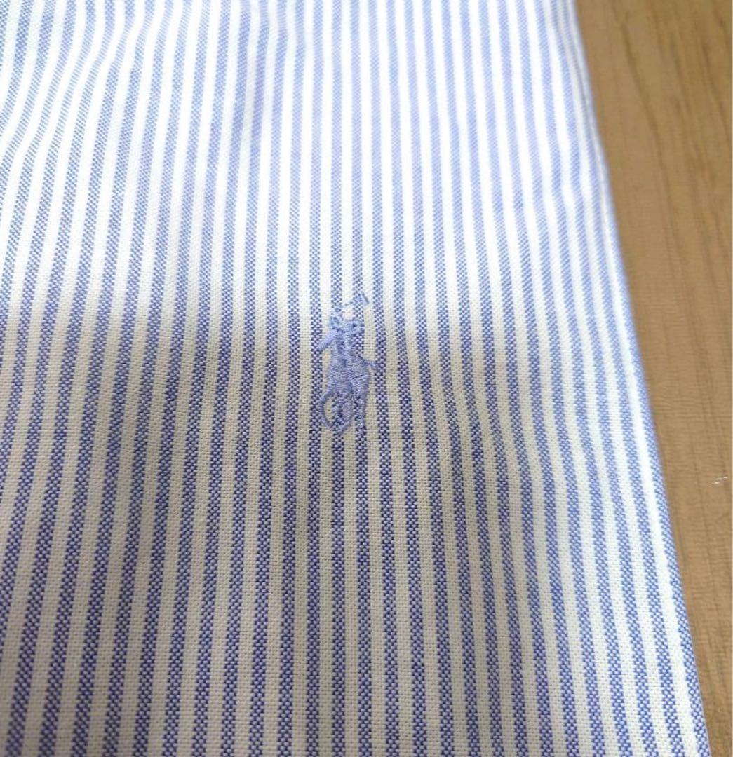 Ralph Lauren ストライプフリル　エプロン　ライトブルー