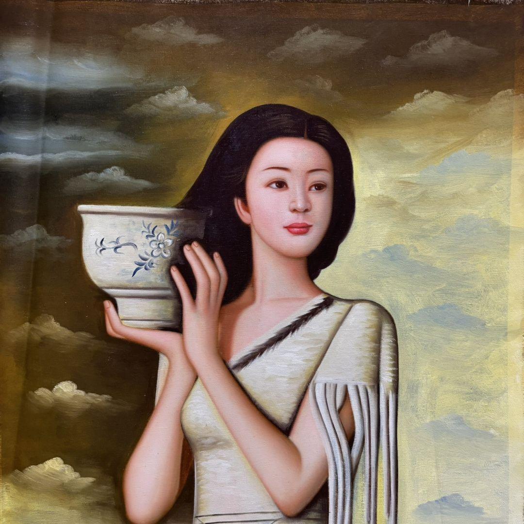 謝楚余 女性人物 油彩 手描き 70×100cm