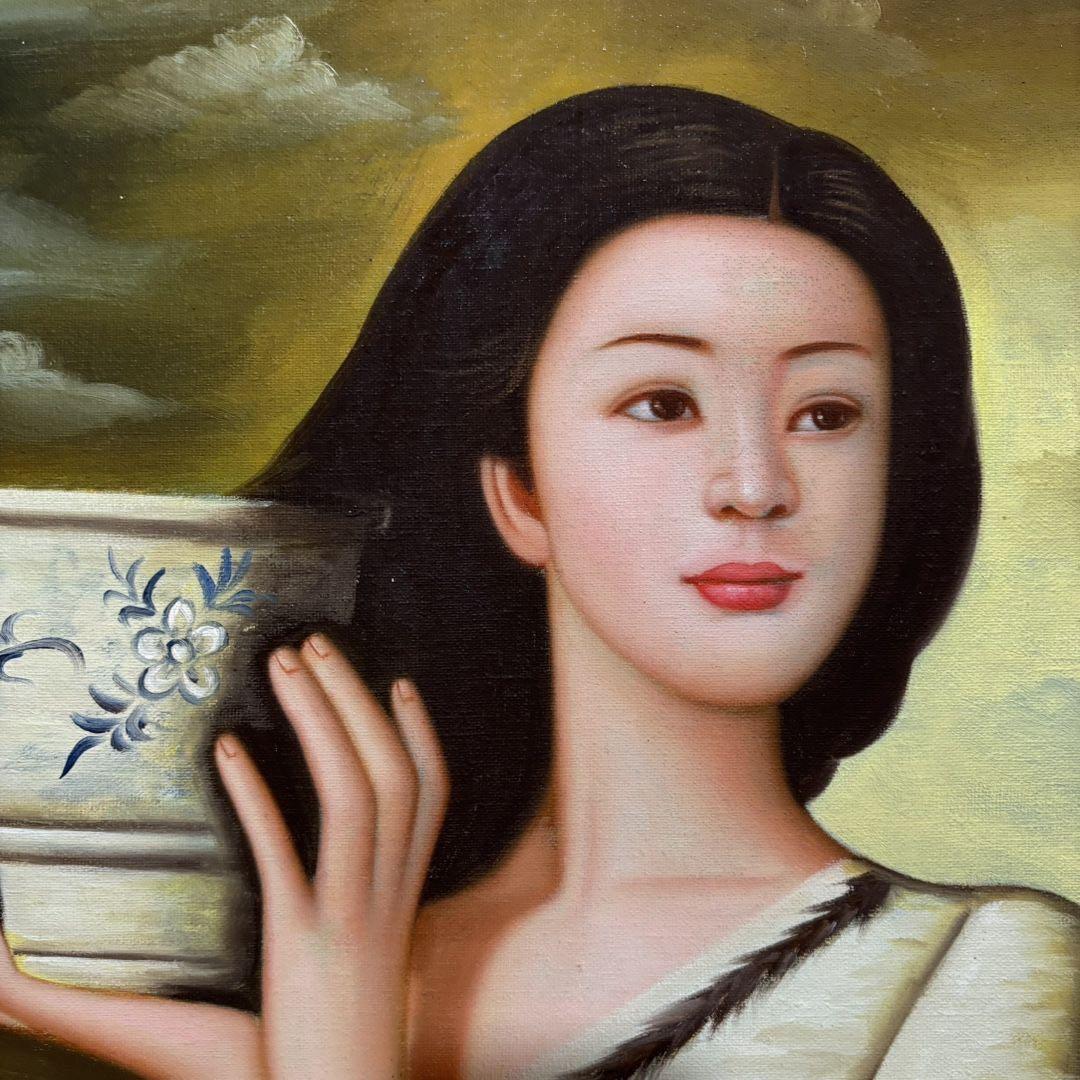 謝楚余 女性人物 油彩 手描き 70×100cm
