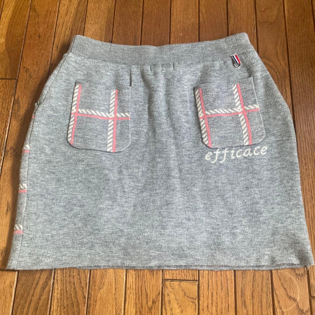 efficace チェック柄 ニットセットアップ　スカート&セーター　サイズL