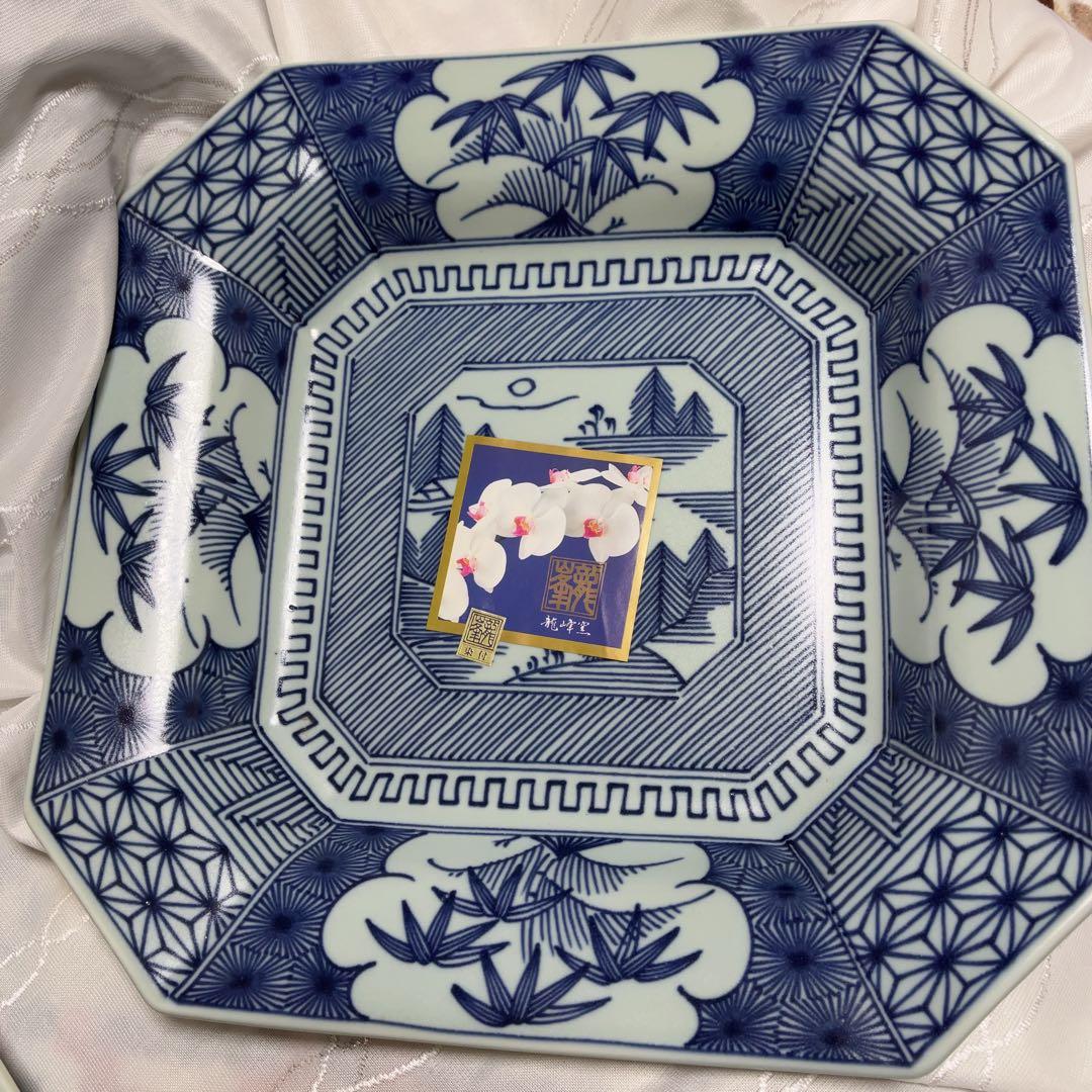 龍峰窯　染付古伊万里角大皿　約直径29.5㎝ 2枚組