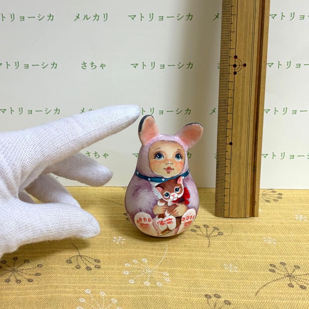 ロシア　マトリョーシカ　おきあがりこぼし　うさぎ人形と猫　作家もの