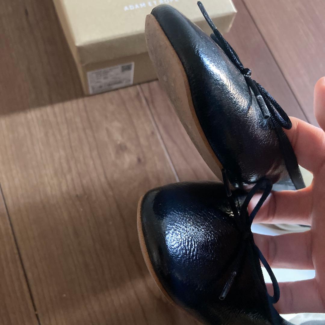 アダムエロペ　メタリックバレエシューズ　ブラック　24.5cm