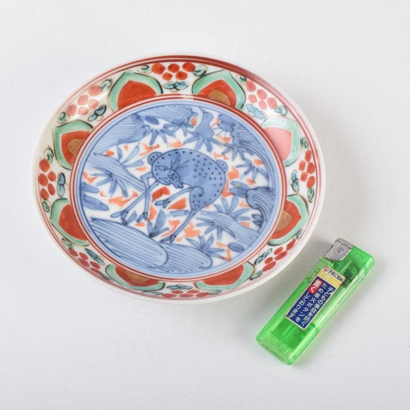 中国　赤絵　花鳥神獣文　小皿　四客　C　9087
