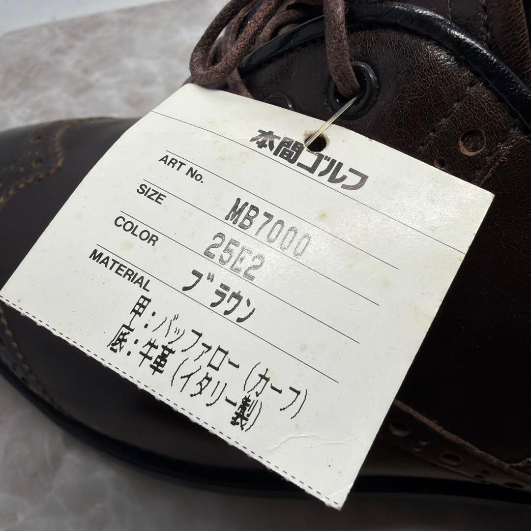 超希少 デッドストック 本間ゴルフ バッファロー革 ゴルフシューズ 25cm