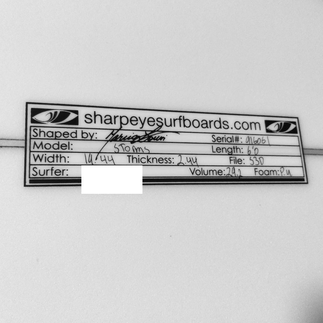 新品 Sharp Eye シャープアイ サーフボード ストームズ 6'0