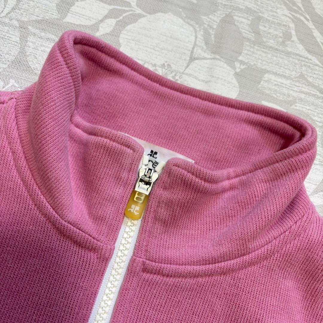 courrèges ロゴ刺繍 ジップジャケット S ピンク スウェット素材
