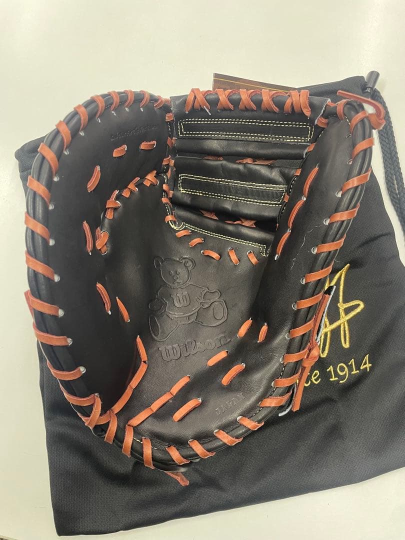 式*神様 新品 ウィルソン 硬式用ファーストミット ブラック 左投用