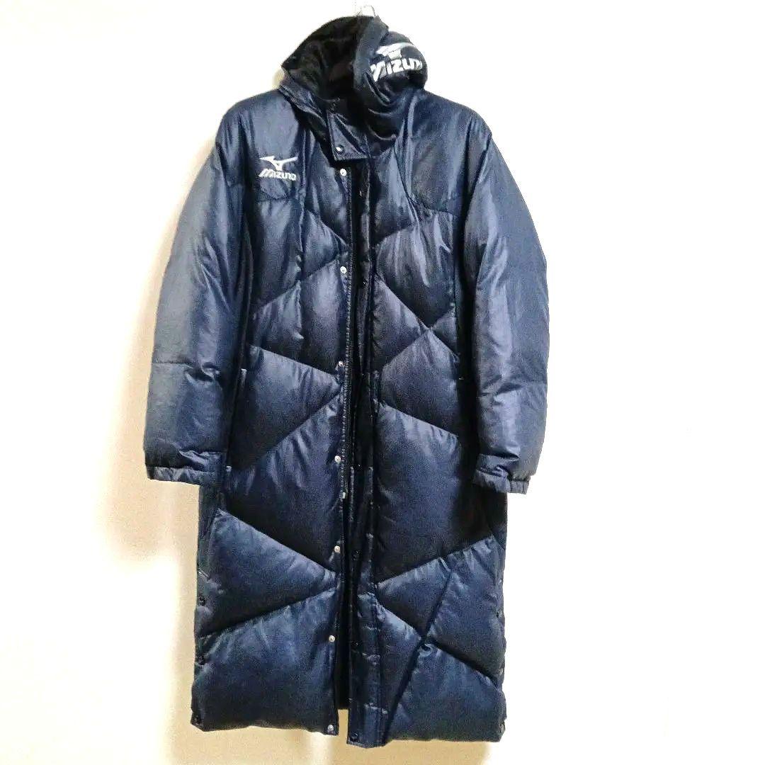 Mizuno肉厚本物 ベンチコート ネイビーもふもふダウン最高です