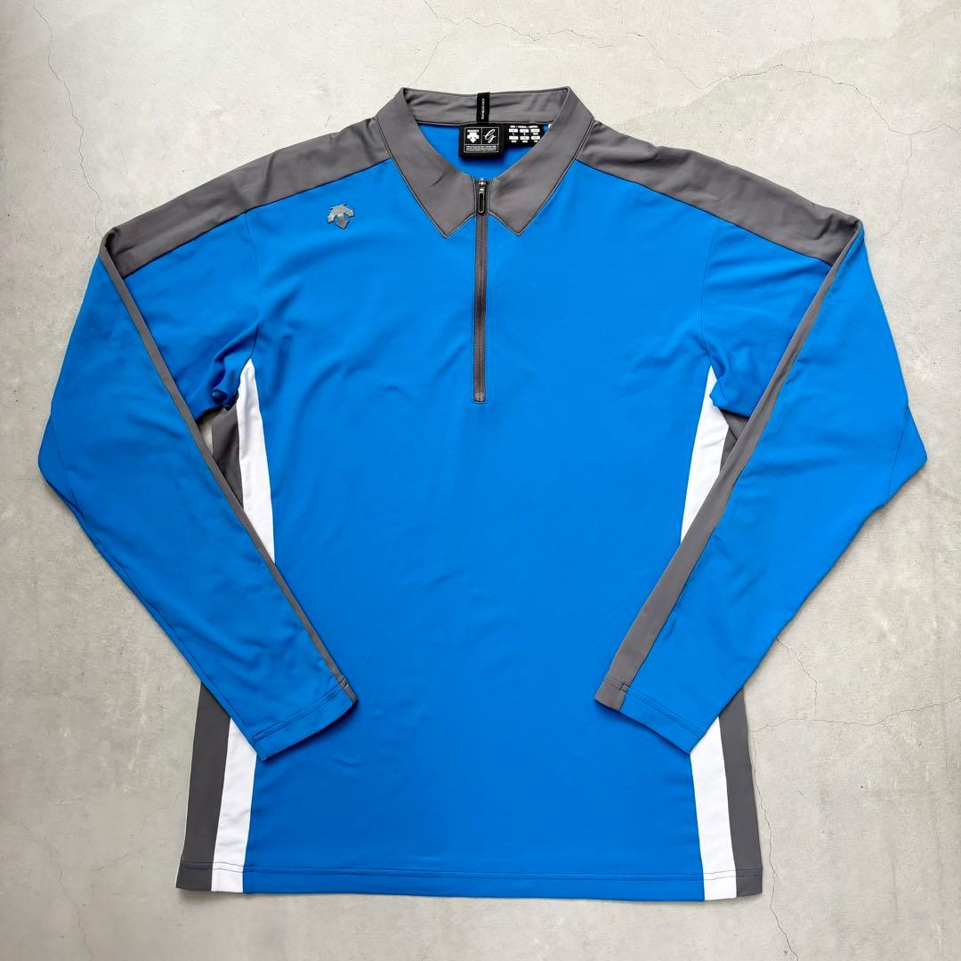 【美品】DESCENTE GOLF ジップスタンド ロングスリーブシャツ L