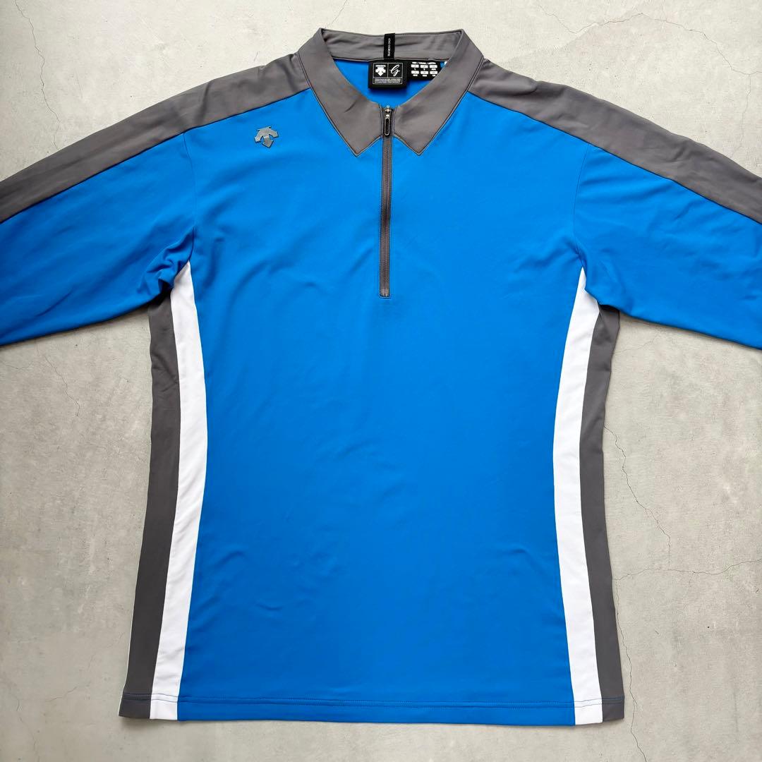 【美品】DESCENTE GOLF ジップスタンド ロングスリーブシャツ L