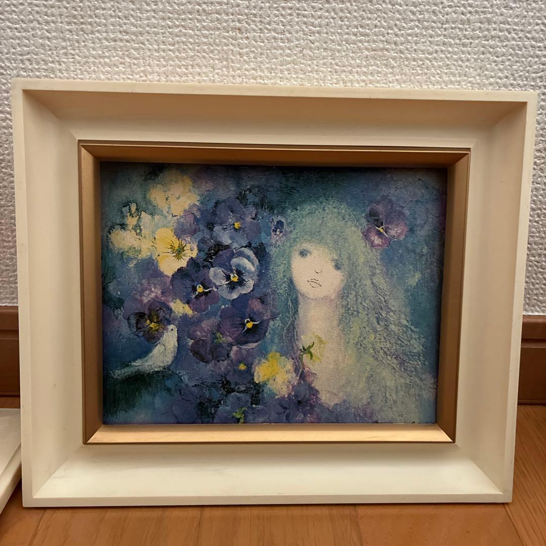 春の夢　磯部晶子　油彩画 女性と花