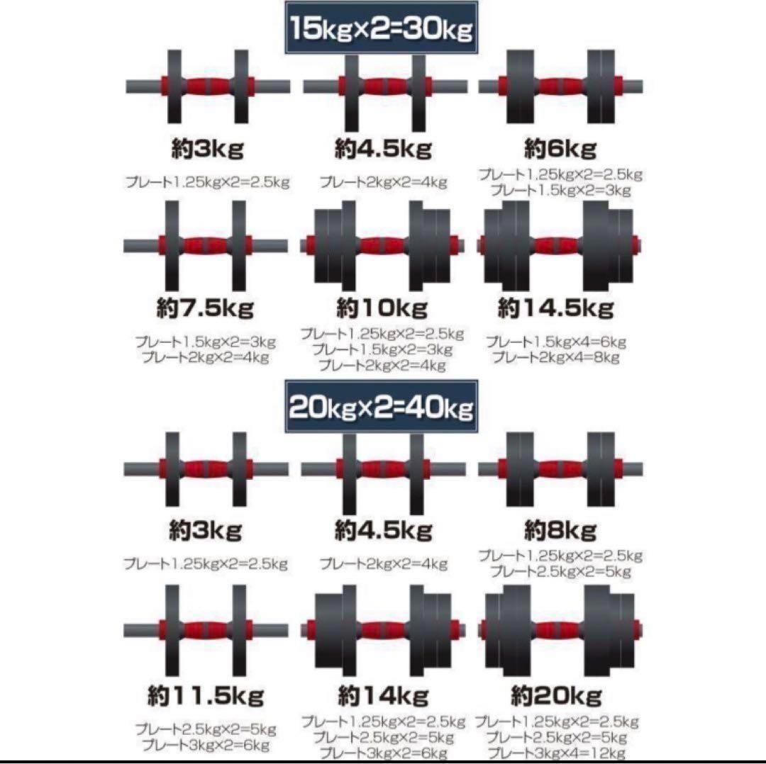 【限定】大人気ダンベル 可変式 20kg可変式ダンベル40kg 多機能2個セット