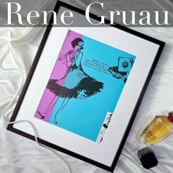 【希少】Rene Gruau ルネ・グリュオ アートポスター チョコレート広告