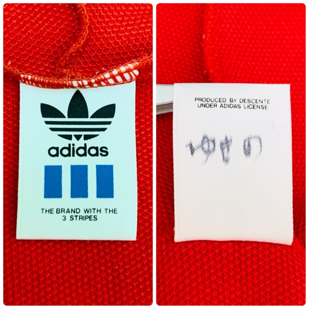 希少 保存◎ デサント製 adidas トラックスーツ 赤 日本製 90s後期
