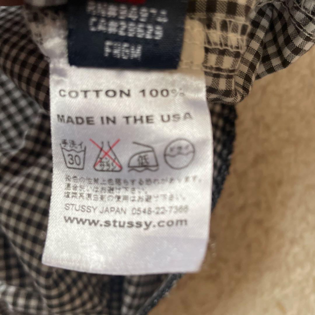 Stüssy ブラック　ホワイト　チェック柄シャツ XL オシャレポケット