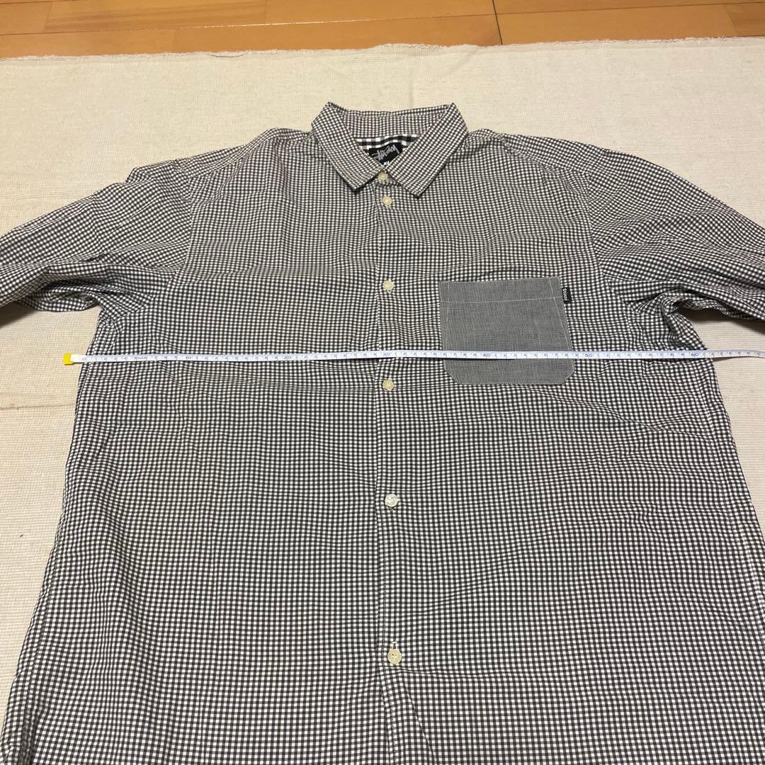 Stüssy ブラック　ホワイト　チェック柄シャツ XL オシャレポケット