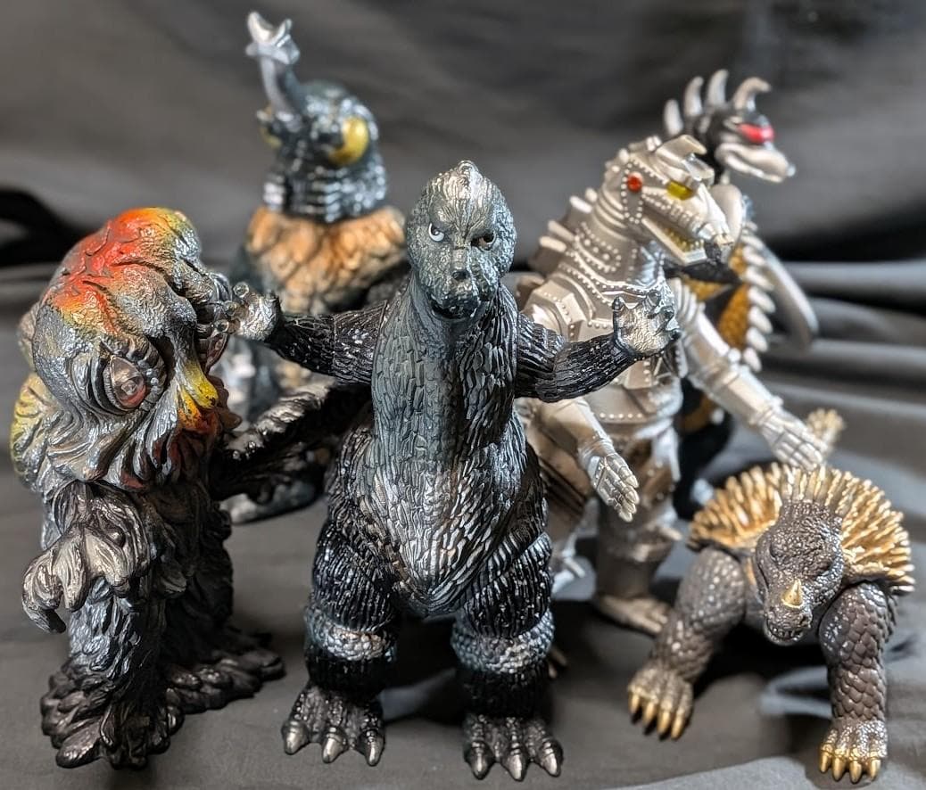昭和ゴジラ＆ヘドラ＆メカゴジラ他チャンピオンまつり（バンダイ）ソフビ６体セット