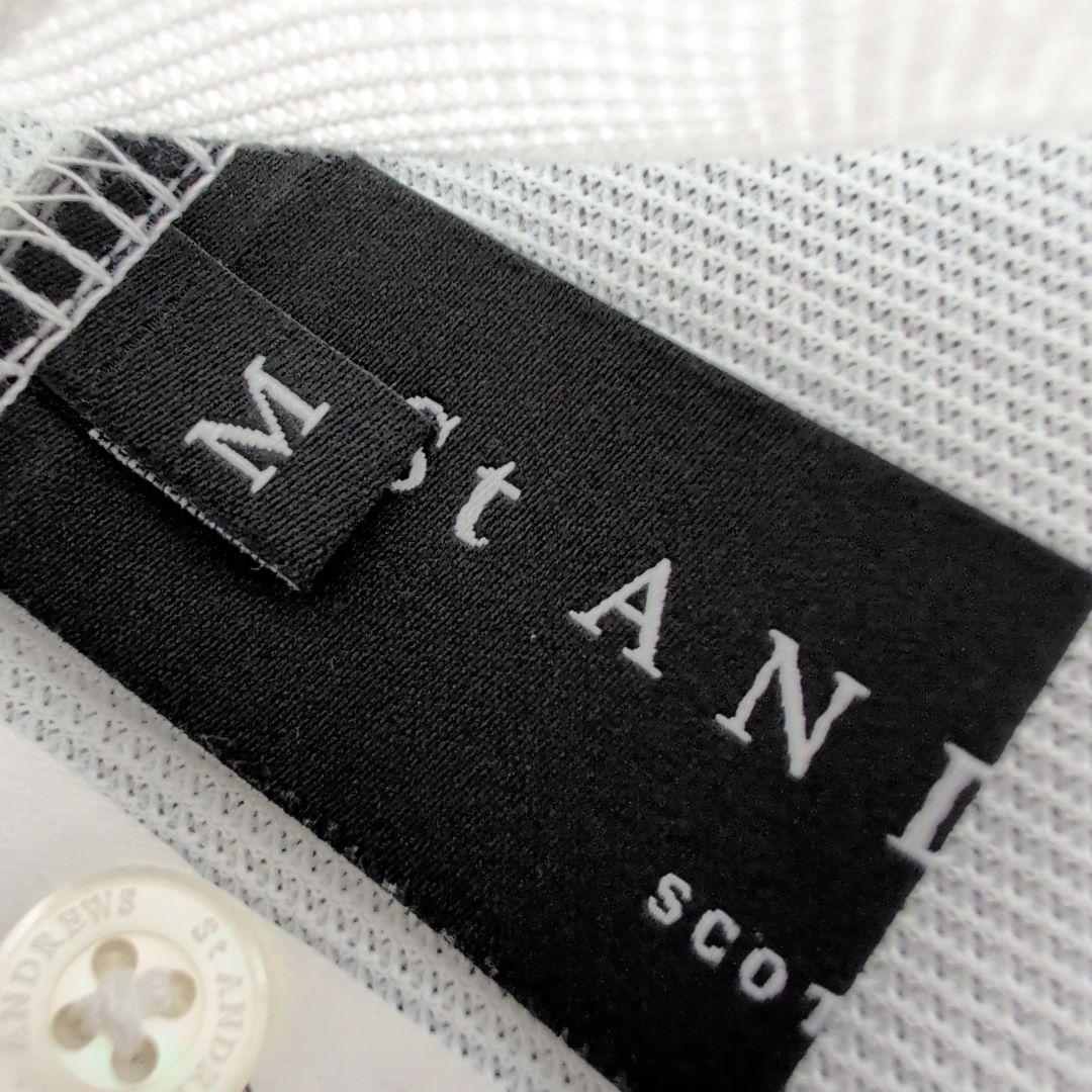 【極美品】セントアンドリュースゴルフ　速乾メッシュポロシャツ　刺繍ロゴ　M 白