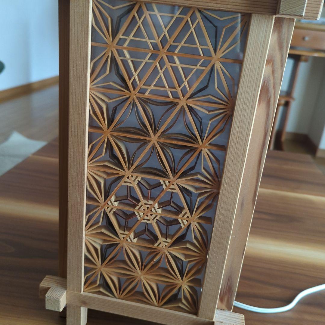 組子　灯籠　燈籠　行灯　フロアライト　照明　作家　ハンドメイド　寄木細工　木製