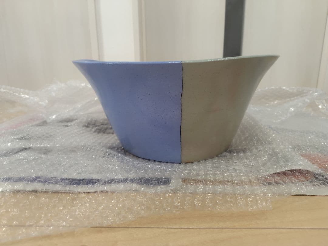 ■新品■伊藤雄志練り込み陶器花器黒ダークブラウン青ブルーグレー鉢カバー常滑焼