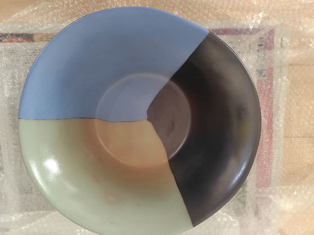 ■新品■伊藤雄志練り込み陶器花器黒ダークブラウン青ブルーグレー鉢カバー常滑焼