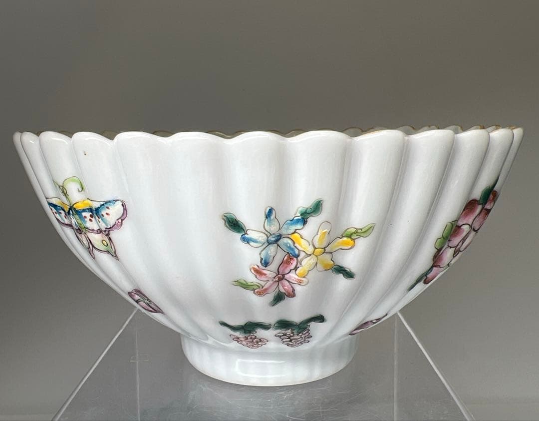 専用　中国美術　大清雍正年製　粉彩菊割鉢　幅15.8㎝　東Y8-0310④タサチ