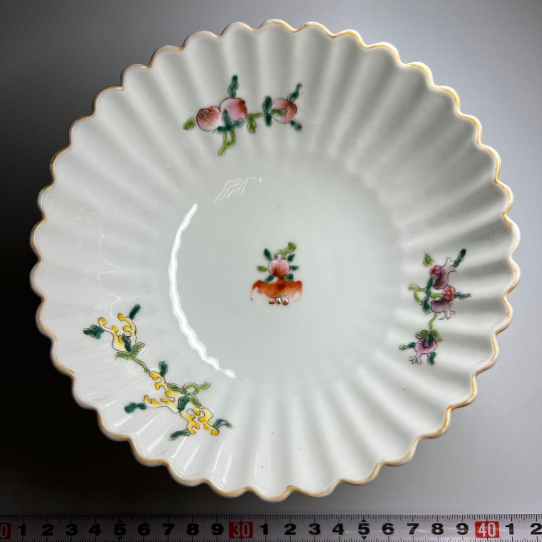 専用　中国美術　大清雍正年製　粉彩菊割鉢　幅15.8㎝　東Y8-0310④タサチ