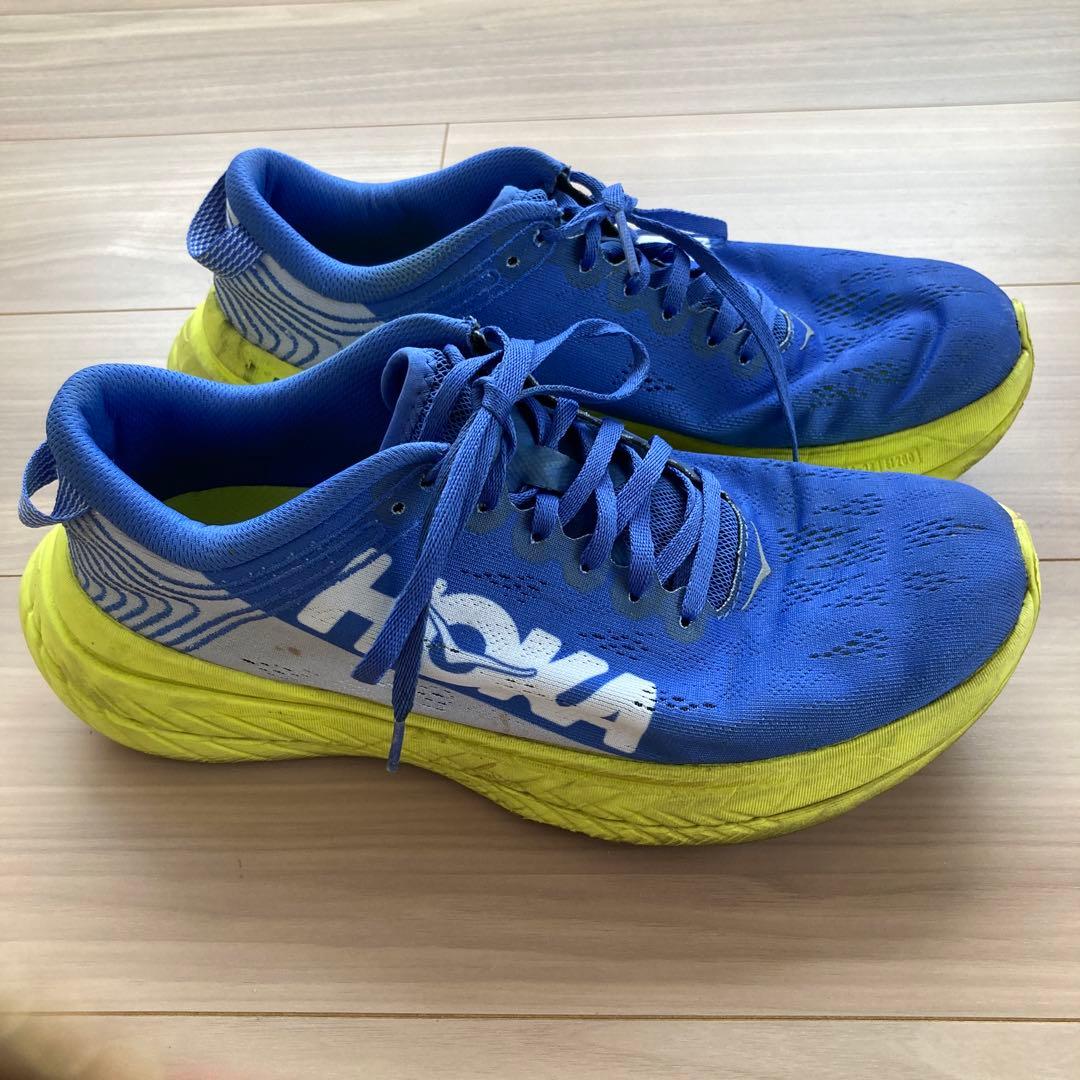 HOKA カーボンXランニングシューズ 青/黄