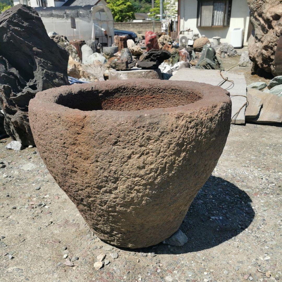 赤　溶岩石　蹲　156キロ　庭石　鑑賞石　石　庭　坪庭　ガーデニング　置物