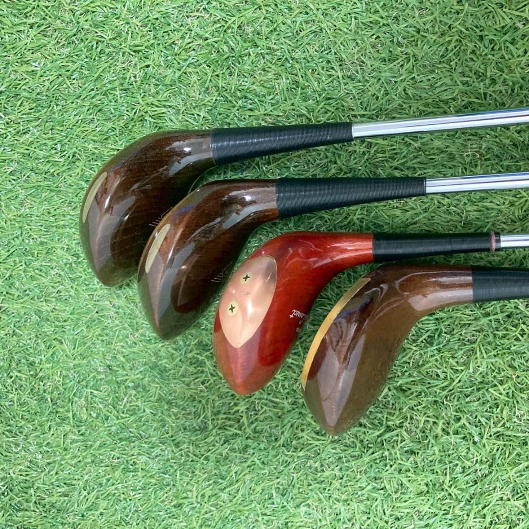 【希少】ビンテージ 木製パーシモンウッド 4本セット スチール