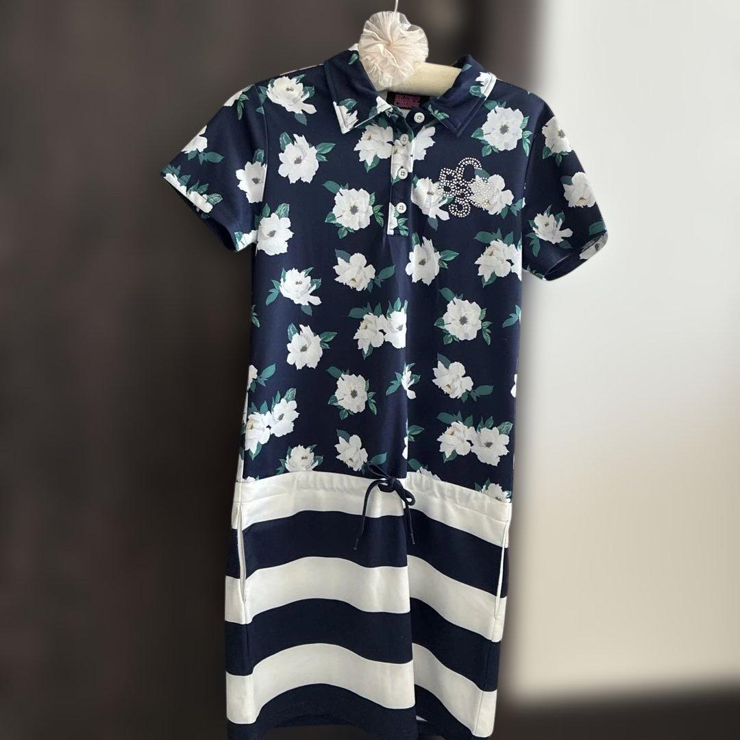 Blue Crush 花柄ポロワンピースネイビー【美品］