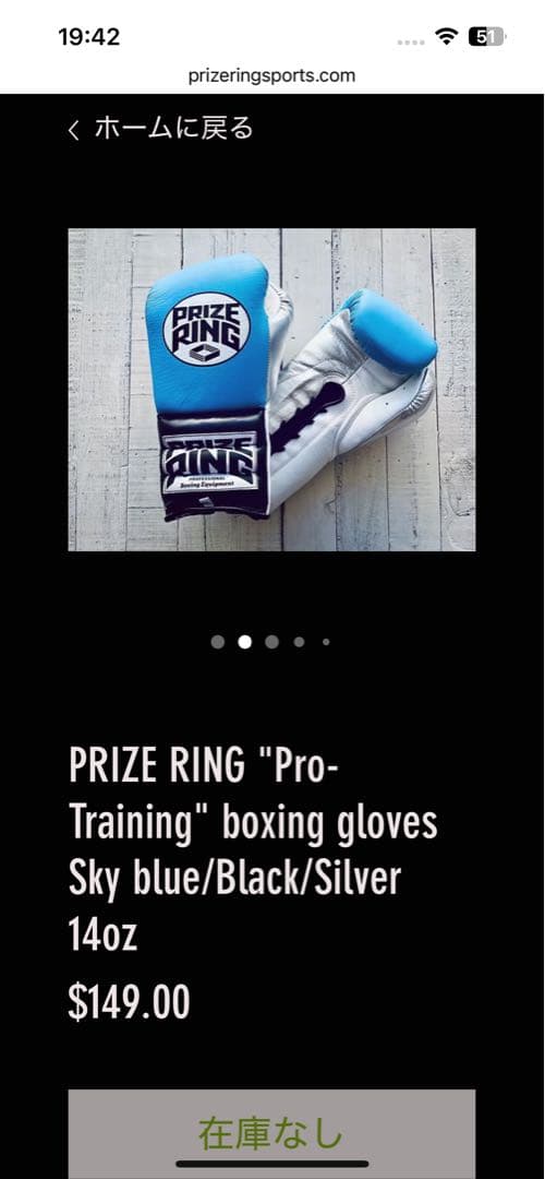 PRIZE RING Pro ボクシンググローブ 14oz スカイブルー