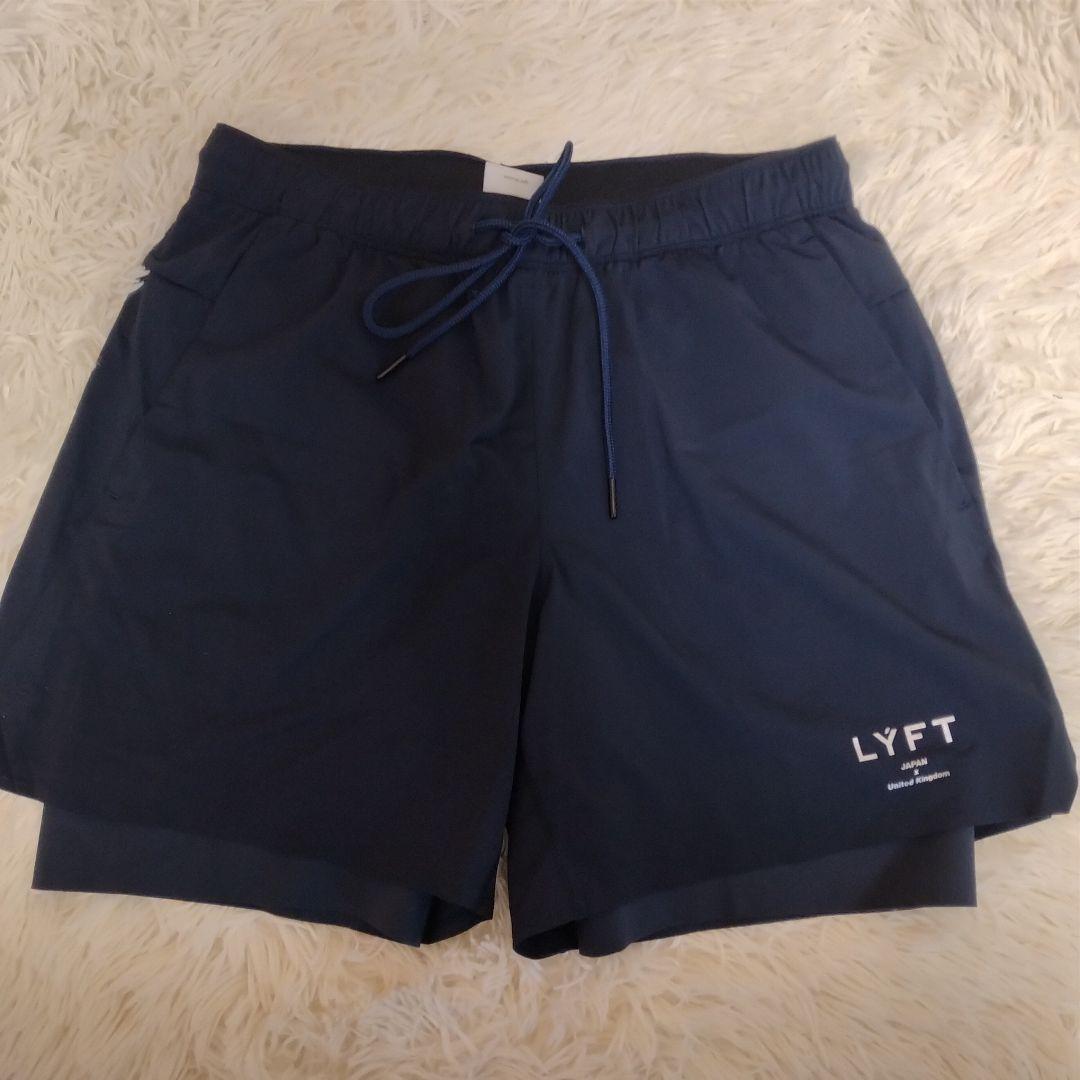 美品 LYFT 筋トレ トレーニング ハーフパンツ ショートパンツ L ネイビー