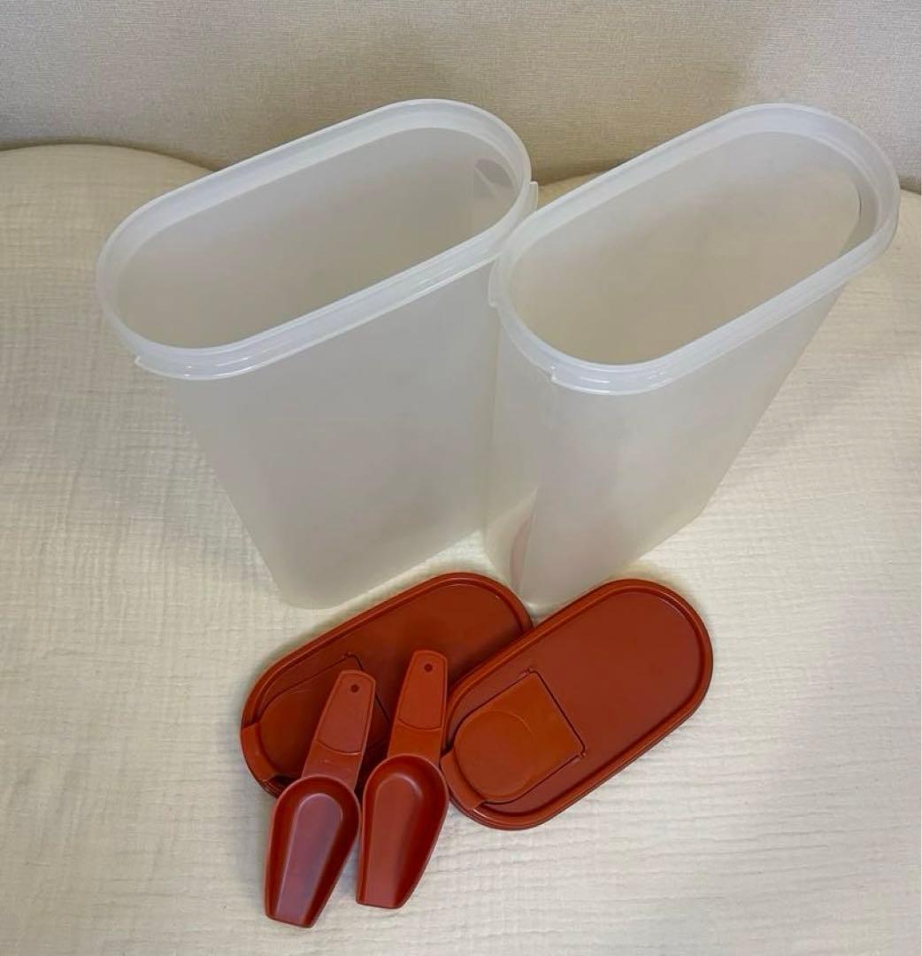 希少 限定品 タッパーウェア MMだ円#5 食品保存容器 2個セット 付属品付き