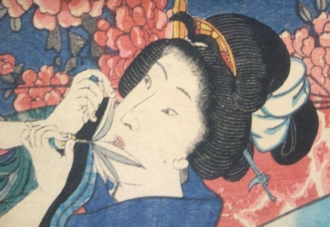 浮世絵、美人合十二月ノ内陸月(１月)三代歌川豊国(国貞)