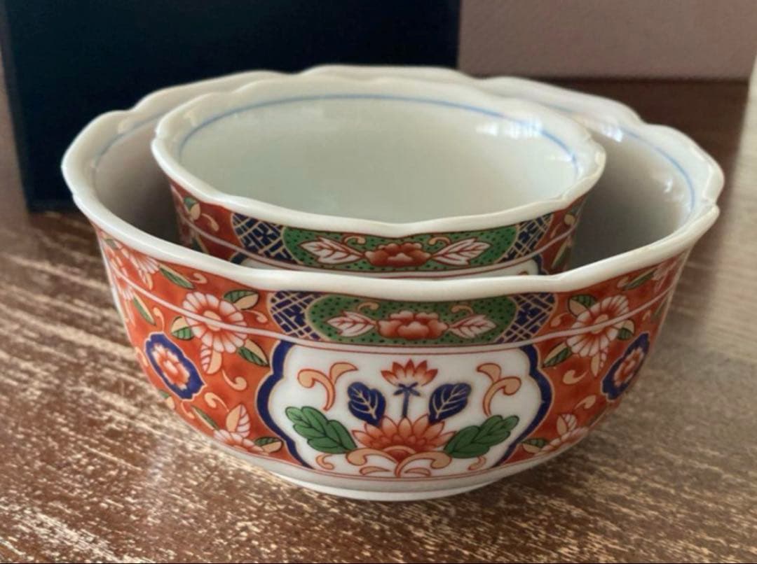 新品未使用】染錦五彩親子鉢揃　大小鉢　5客　和食器　会席　三洋陶器