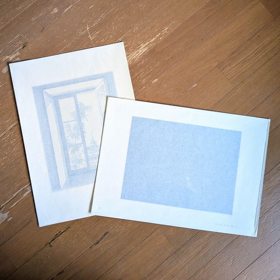 長谷川潔　版画セット（半開の窓、小鳥と二葉）