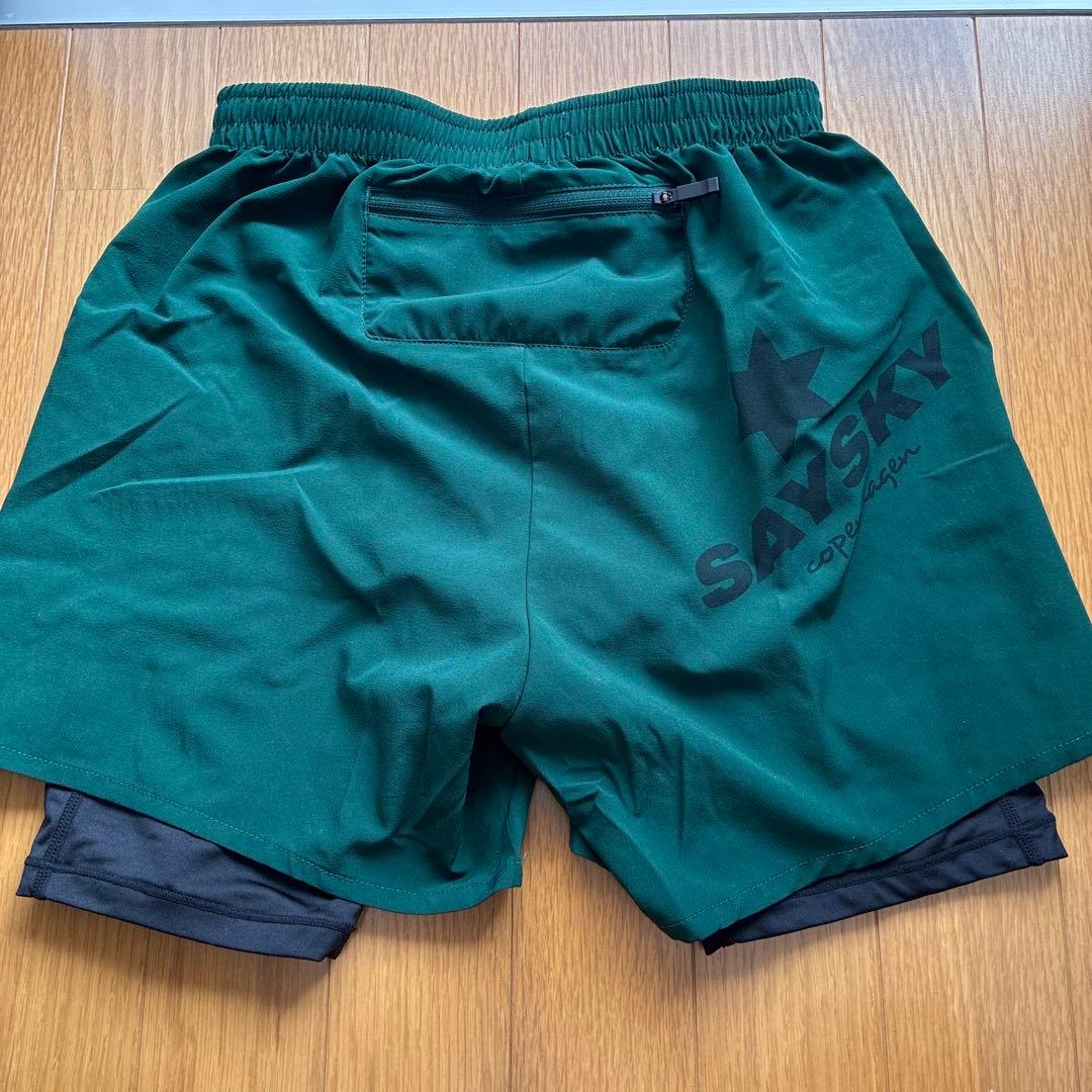 SAYSKY ダークグリーン インナー付きショートパンツ
