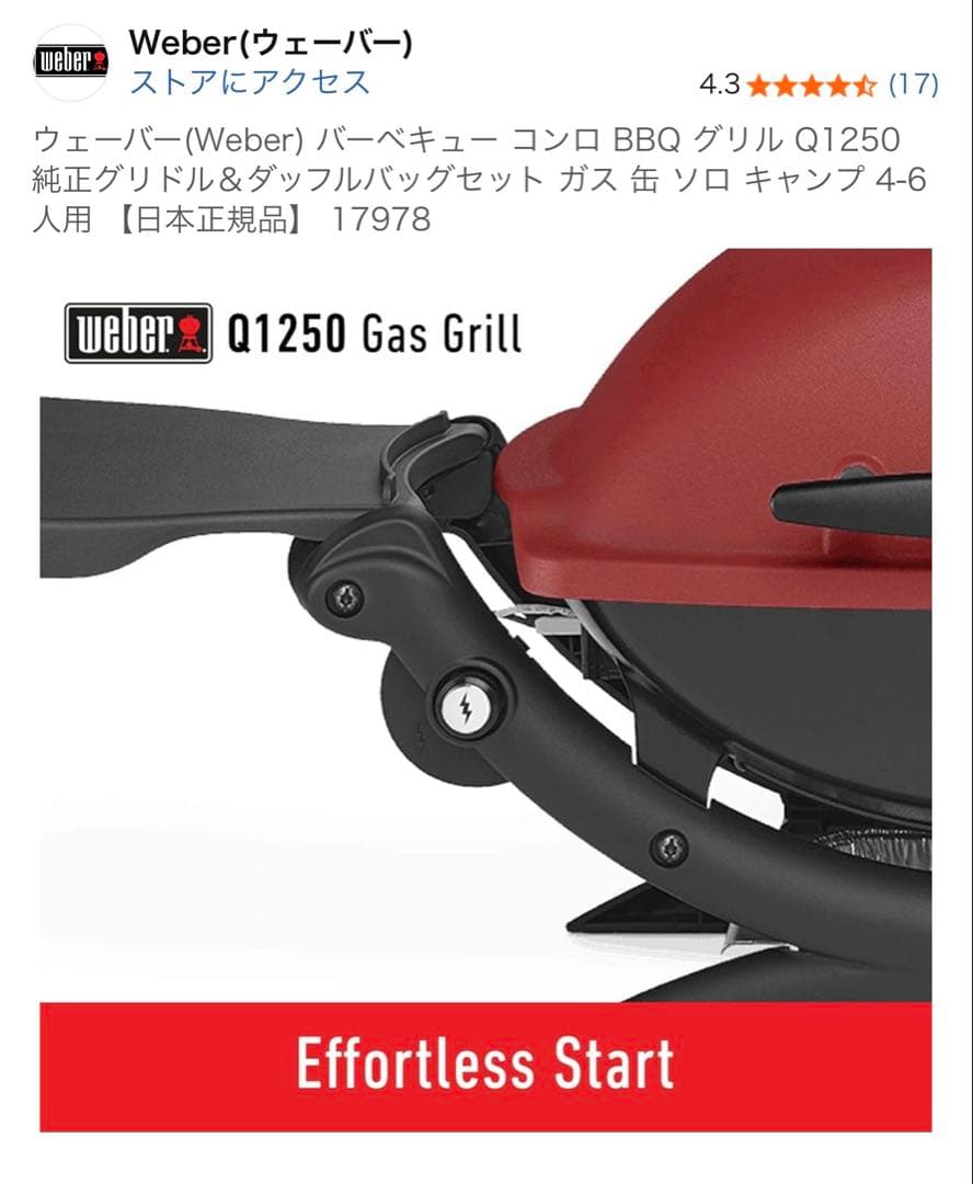 Weber Q1250 Gas Grill 専用ガス缶10本付